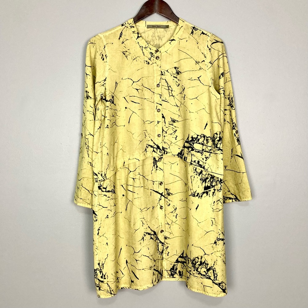 Beau Jours Art Print Tunic Top Women’s Size XS Abstract Lagenlook Oversized Boho